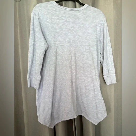 WILT Made in USA Heather Gray Scoop Neck 3/4 Sleeve 100% Cotton Top - Picture 3 of 10